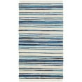 thumbnail image 3 of SAFAVIEH Rag Benton Striped Cotton Runner Rug, Ivory/Blue, 2'3" x 10', 3 of 9
