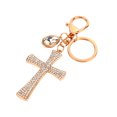 Cross Crystal Rhinestone Key Ring Charm Pendant Purse Bag Cute Keychain