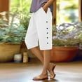 thumbnail image 2 of iHPH7 Womens Lightweight Pants, Capri Pants for Women, Loose Pants for Women Summer, Elastic Waist Pants for Women, Linen Pants for Women, White 3XL, 2 of 9