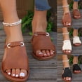 thumbnail image 6 of CQONEPT Low Heels Crystal Jeweled Sandals - Chunky Heeled Slide Sandals for Women - Open Toe Chunky Heels - Slip on Heeled Sandal Mule- Heels for Party Wedding Dress Shoes Brown Size 5.5, 6 of 6