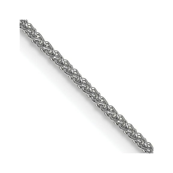 18K White Gold Spiga Wheat Chain Styles Necklace 16 inch 1 mm Diamond-cut with Spring Ring Clasp