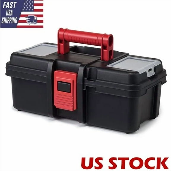 Portable 13-In Plastic Tool Box Plastic Tool And Hardware Storage Tool Box Black