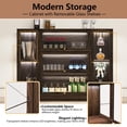 thumbnail image 5 of HMstone Display Cabinet with Acrylic Glass Doors, Extra Wide Curio Display Case with LED Lights, 56" W x 42" H Storage Cabinet for Collectibles, Books, Walnut, 5 of 8