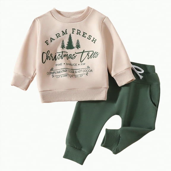 TAmten 3 Month Baby Boy Clothes Fall Winter Outfits Letter Crewneck Sweatshirt Casual Pants 2Pcs Clothes Set Cute Infant Toddler Boy Outfits(White,3-6 Months)