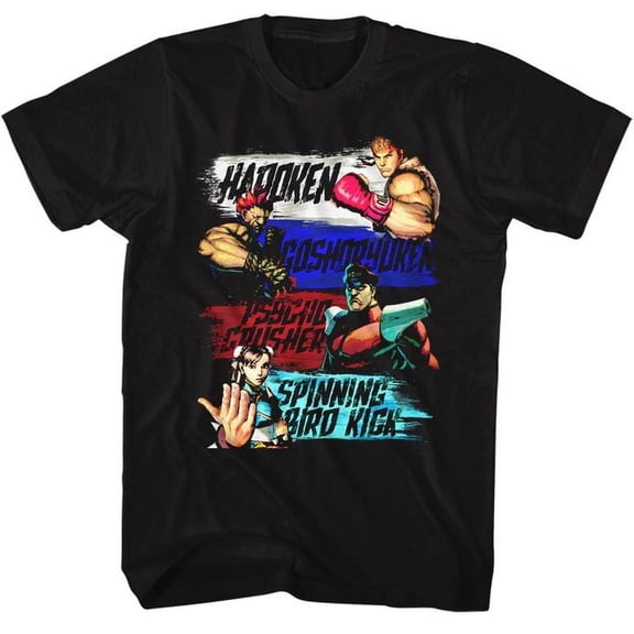 Street Fighter Show Me Your Moves Black Adult T-Shirt 4Xl