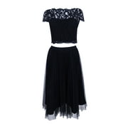 Adrianna Papell Women's Two-Piece Lace Skirt Set (10, Black)