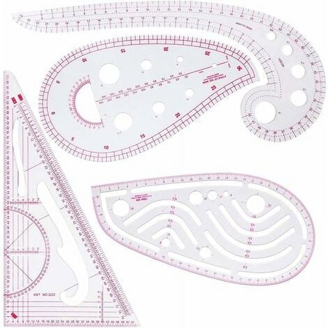 Regla de costura 4 piezas Regla de ropa Regla métrica Regla curva para coser Herramientas de costura Plantilla de dibujo Plantilla de dibujo Herramienta de sastre para coser