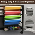 thumbnail image 3 of EasyCom 24"x20" Large Printer Stand with Hanging File Holder Organizer, Adjustable Height Shelf with Wheels, Under Desk Table with Storage for Printer Scanner Fax Home Office Use Black, 3 of 18