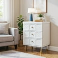 thumbnail image 5 of Resenkos 3-Drawer Bedside Table, Acrylic Metal Legs, Compact Nightstand for Bedroom, Space-Saving, Sleek Design, White, 5 of 9