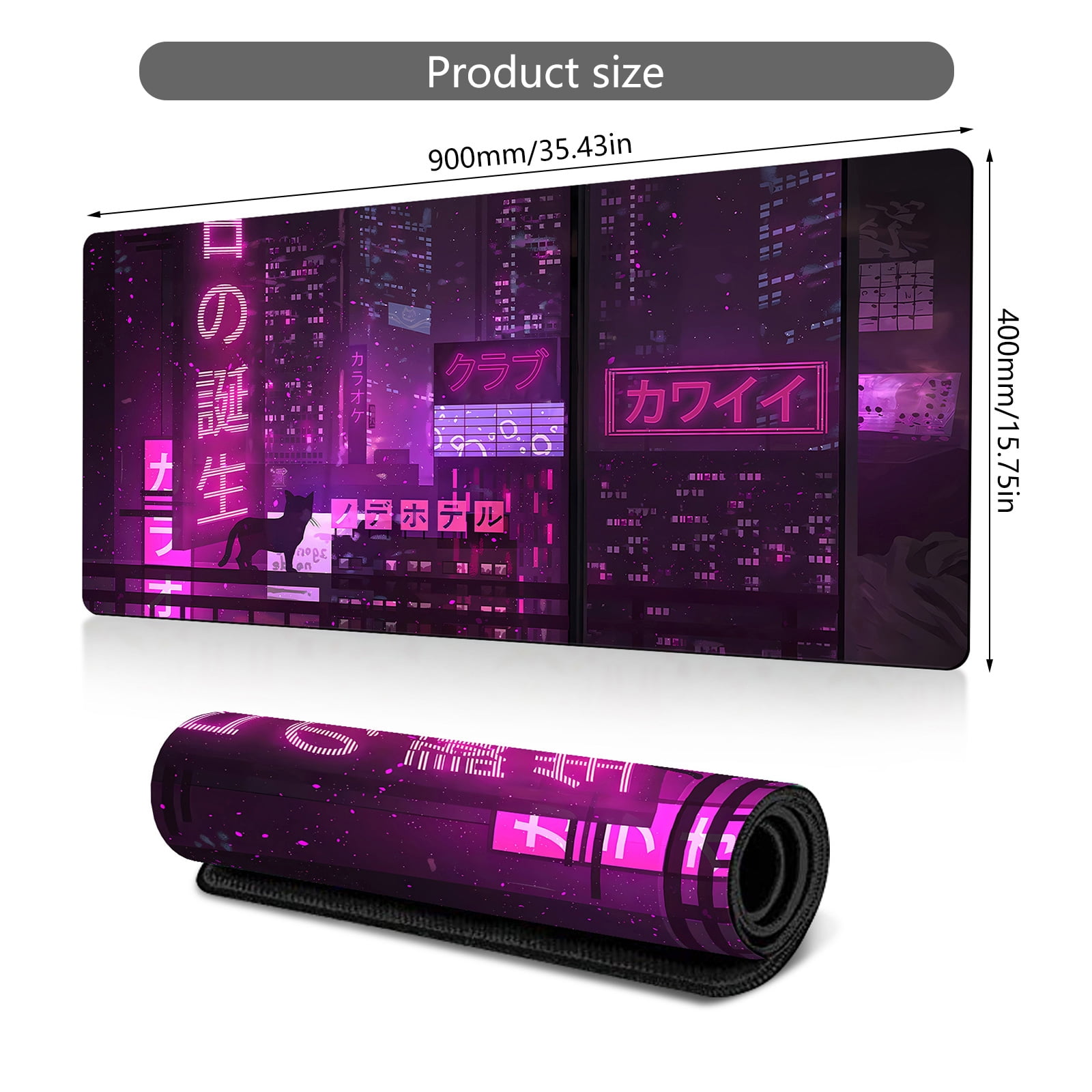 Gaming Pad City Extended Large Desk Mat Big Pad Nonslip Rubber Base Stitched Edged Long Desk Pad