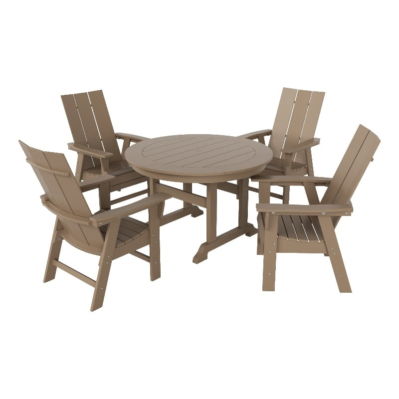 Palms 5Piece Round Dining Table Adirondack Chair Set
