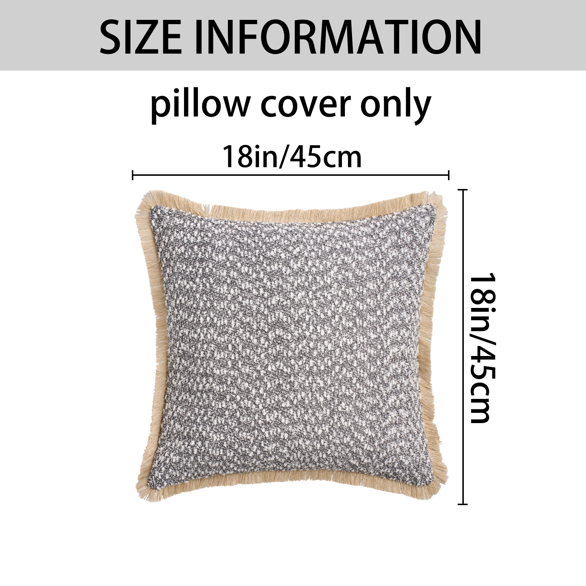 Unique Bargains Set of 2 Boho Soft Square Throw Pillow Covers for Couch Dark Grey