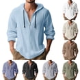thumbnail image 3 of Mens Casual Hoodies Loose Long Sleeve Zip Lightweight Fashion Sweatshirts Drawstring Solid Color Hooded Sweatshirt Sky Blue S, 3 of 4