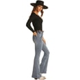 thumbnail image 2 of Rock & Roll Denim Women's And Light Wash High Rise Flare Jeans Light Blue 32W x 34L, 2 of 3