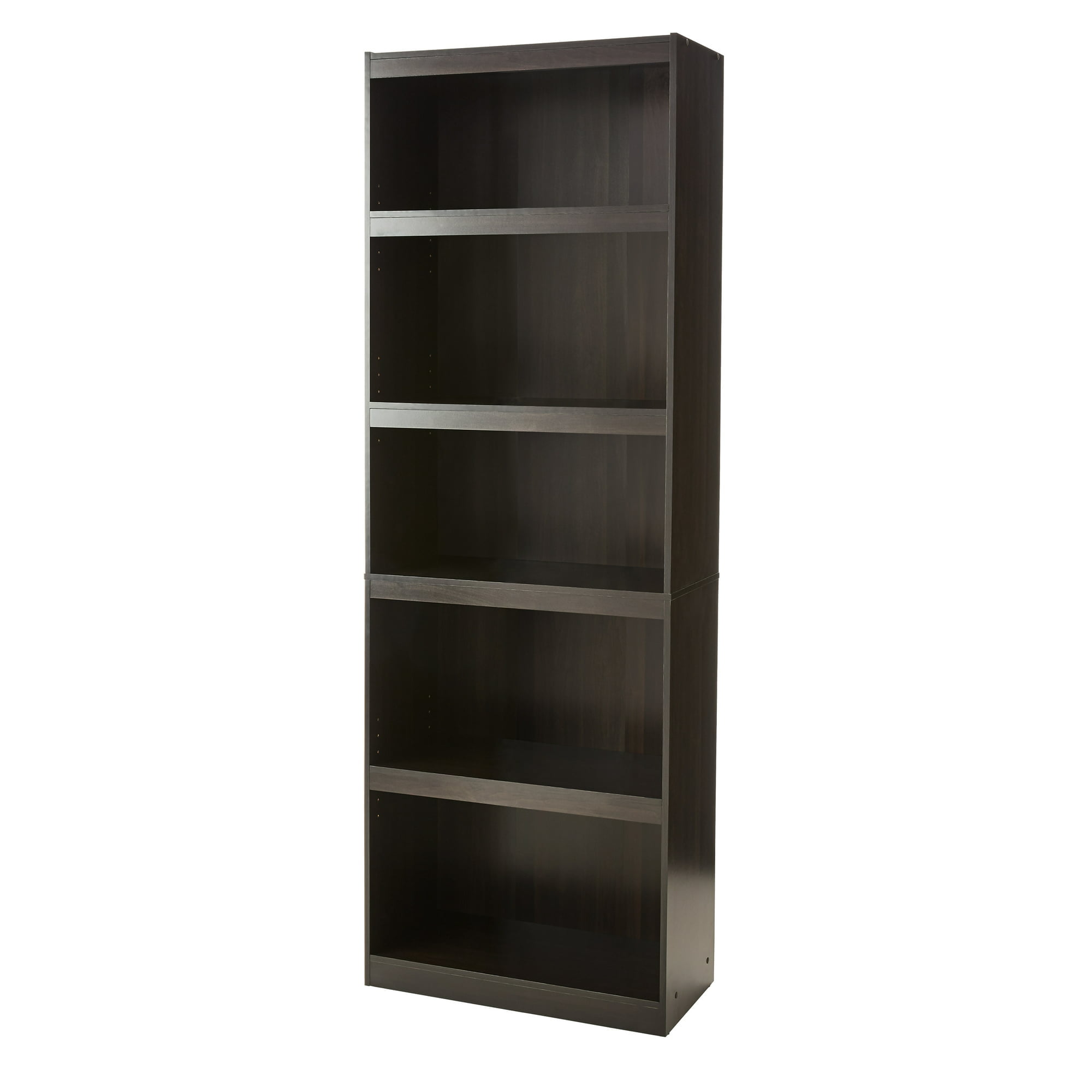 Mainstays Framed 5-Shelf Bookcase with Adjustable Shelves, Espresso