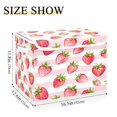 thumbnail image 3 of 40L Lidded Home Storage Bins Foldable Storage Box with Handle for Home Bedroom Closet, Strawberry Stripe Printed, 3 of 7