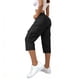thumbnail image 4 of Pantalones Elásticos de la Cintura para las Mujeres Color Sólido Capris de Longitud Completa con Bolsillos, Mujeres Elásticas de la Cintura Capris de Verano, 4 of 7
