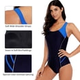 thumbnail image 2 of Women One Piece Swimsuits Athletic Racerback Swimwear Training Exercise Slimming Bathing Suit, Blue, 2 of 8