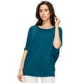 thumbnail image 3 of Made by Johnny Women's Scoop Neck Half Sleeve Batwing Dolman Top XXL TEAL, 3 of 6