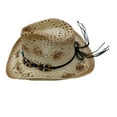 thumbnail image 3 of Uooqdmx Cowboy Hat, Straw Cowboy Hat, Western Cowboy Hat, Casual Summer Cowboy Outdoors Beach Jazz Caps, Cowboy Hat with String, Beige One Size, 3 of 5