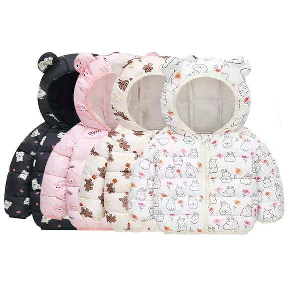 Godderr Toddler Boys Girls Down Jacket Coat for Kids Baby Winter Outwear Puffer Jacket Lightweight Waterproof Ears Hooded Fall Winter Down Coat Top for 1-7Y