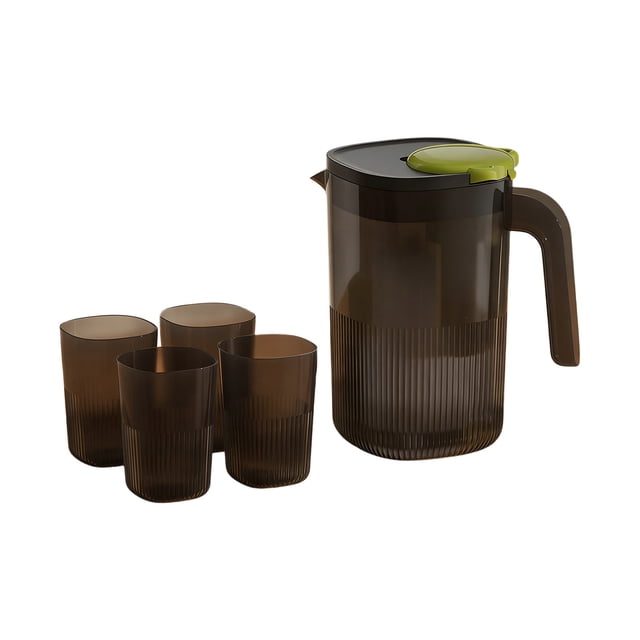 Plastic Water Pitcher with Lid – Slim Fridge Door Jug for Iced Tea, Coffee, Lemonade & Fruit Infused Water – Compact Beverage Dispenser for Home & Office
