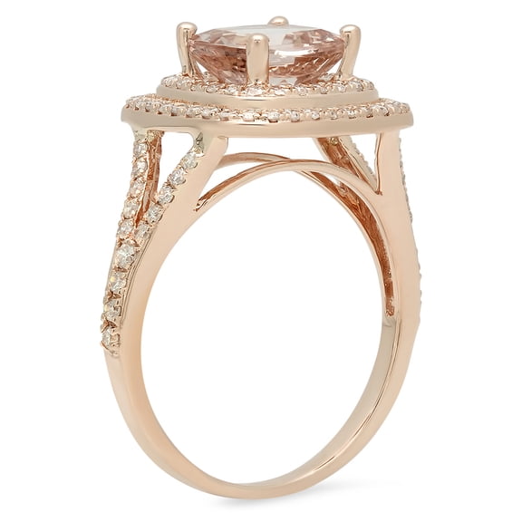 Dazzlingrock Collection 14K Cushion Cut Morganite and Round Cut White Diamond Halo Bridal Engagement Ring, Rose Gold, Size 9