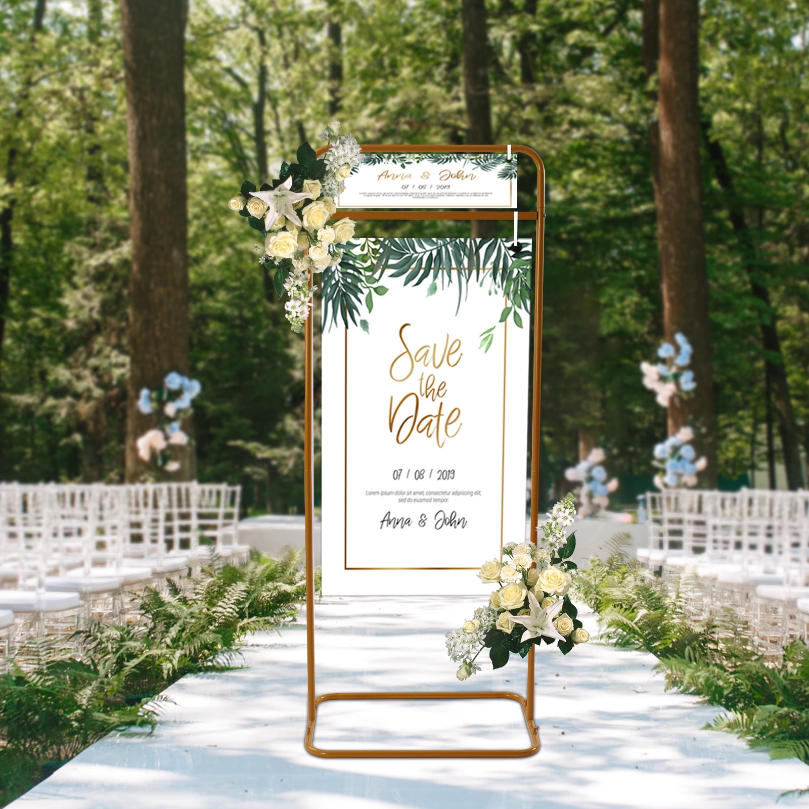 Miumaeov Gold Large 4.9ft Metal Display Stand For Wedding Signs