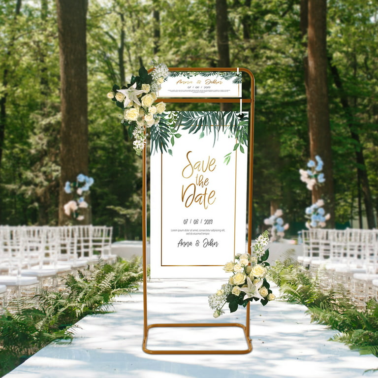 Miumaeov Wedding Sign Stand Gold Large 4.9ft Tall Welcome Sign Frame  Seating Chart Frame Guest List Directory Geometric Stand Wedding Sign  Floral
