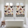 thumbnail image 4 of Farmhouse Rooster Kitchen Curtains 45 Inch Length, Vintage Watercolor Flowers Black Plaid Tiers Curtains for Bathroom Bedroom Cafe, Light Filtering Small Window Treatment Drapes 2 Panels 42"Wx45"L, 4 of 8