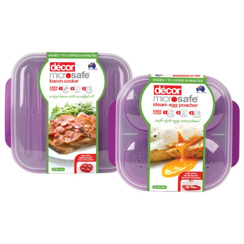 Decor Microsafe Bacon Cooker & Steam Egg Poacher Microwave Cooking Set