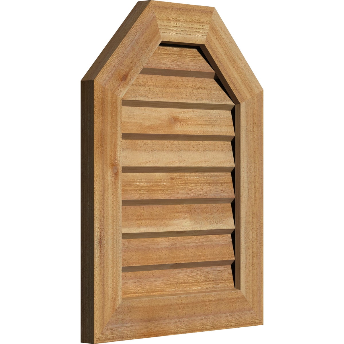 16"W x 18"H Octagonal Top Gable Vent (21"W x 23"H Frame Size): Unfinished, Non-Functional, Rough Sawn Western Red Cedar Gable Vent w/ Decorative Face Frame
