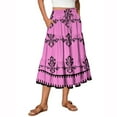 thumbnail image 2 of WTOBBY Beach Vacation Floral Maxi Skirt Women's Drawstring High Waisted Long Skirt Lightweight Summer Tiered Flowy Pleated Skirt with Elastic Waist for Boho Style,Hot Pink L, 2 of 5
