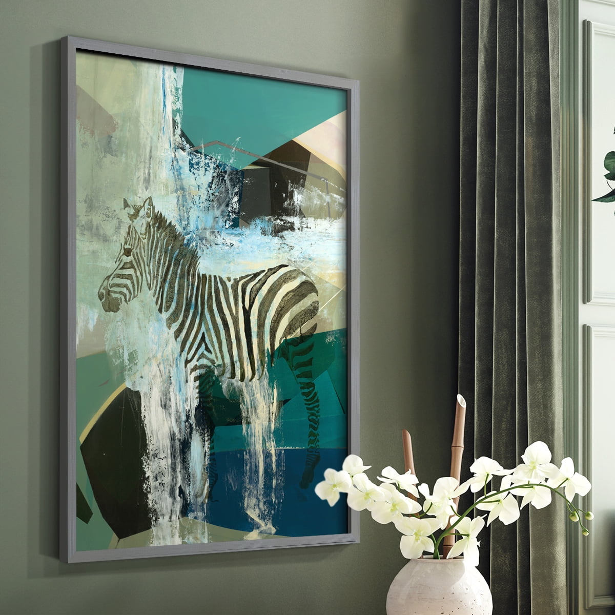 Crossing the Lines Framed Print in Gray Solid Wood Framed Print No Nail Hanging