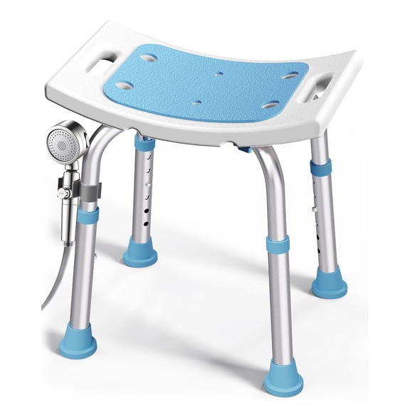 HOMLAND 400 lbs Shower Chair for Seniors, Heavy Duty Capacity Bathroom Bench with Suction Cup Feet, Height Adjustable Bath Stool for Inside Tub - Blue