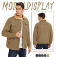 thumbnail image 3 of Men's Winter Thick Cotton Jacket Sherpa Lined Warm Trucker Casual Cargo Coat with Multi Pocket Khaki S, 3 of 6