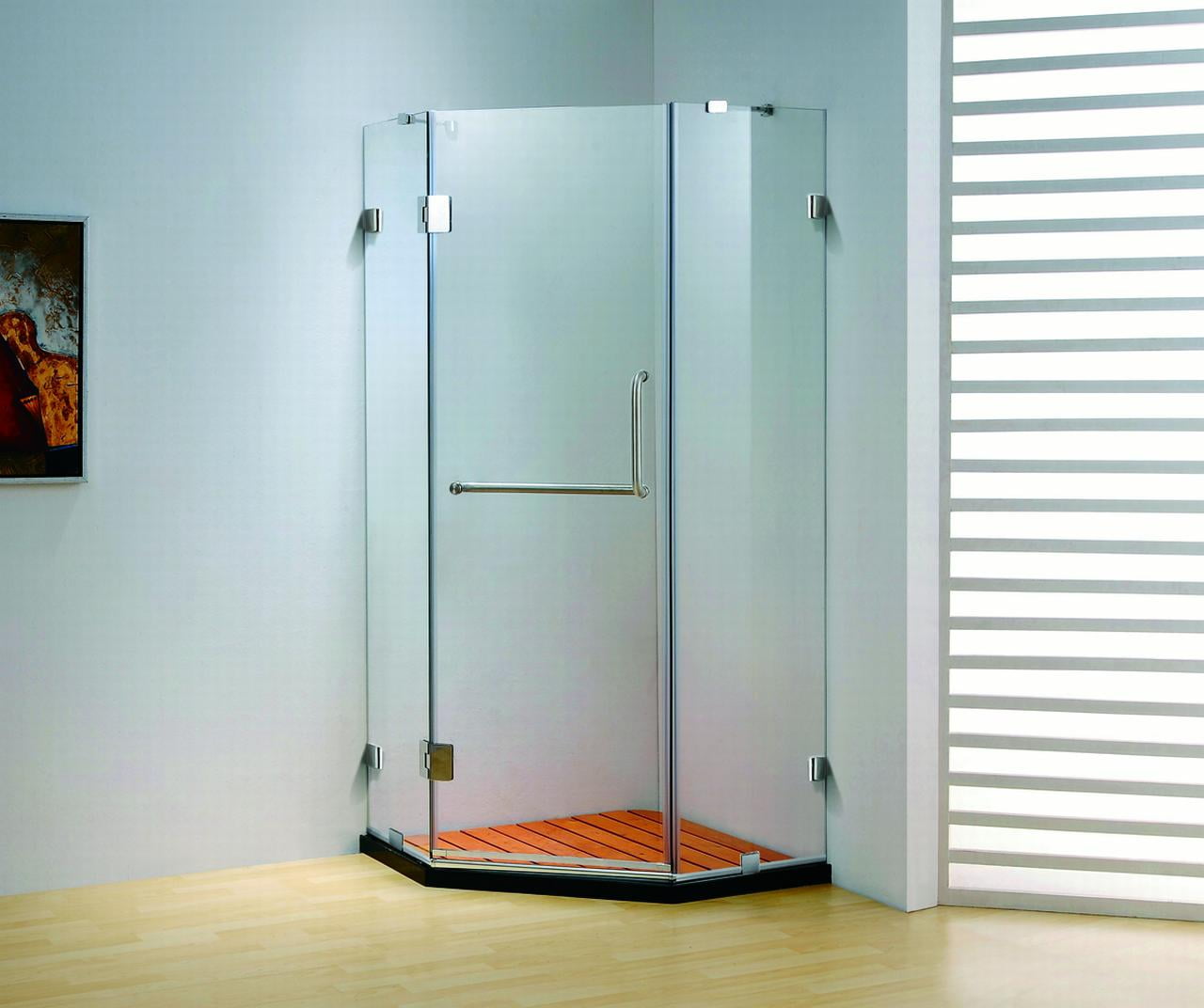 39.4 in. x 79 in. Frameless NeoAngle Hinged Shower Door in Chrome with
