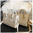 thumbnail image 3 of Zhuge Bolso de hombro tejido para mujer, bolso de mano tejido, bolso de mano tejido elegante para playa de verano, bolsos de hombro de 6,29 x 3,14 x 5,31 pulgadas (blanco E), 3 of 5