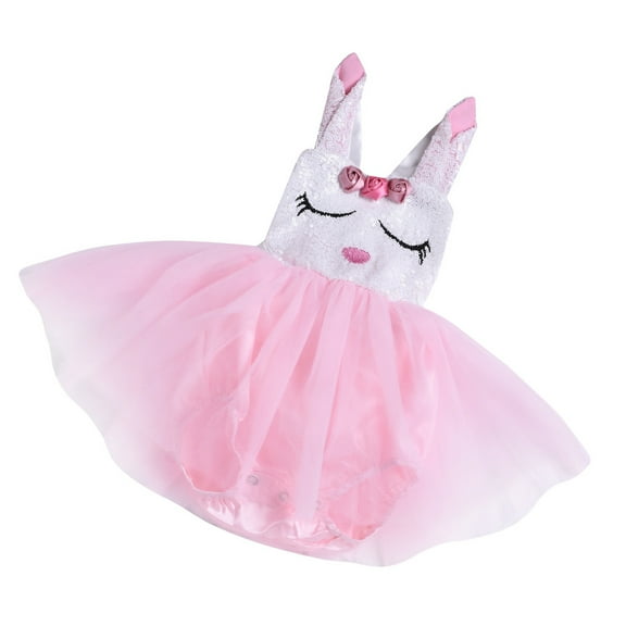 COSMOBETTY Wedding Guest Dress Pink Polyester Rabbit Mesh Skirt for Girls Birthday Party 1Set