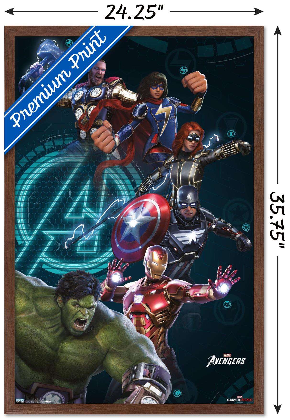 Marvel's Avengers - Group Wall Poster, 22.375" x 34", Framed