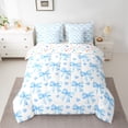 thumbnail image 2 of Homewish Watercolor Bowknot Child Twin Bedding Sets 7-Piece, Kawaii Blue Love Heart Bedding Comforter Set, Cute Princess Style Reversible Sheet Sets, Luxury Bedroom Decor, 2 of 7