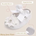 thumbnail image 3 of Baby Girls Mary Jane Flats with Bowknot Flowers Princess Wedding Dress Ballet Shoes Non-Slip Toddler First Walkers Newborn Crib Shoes, 3 of 7