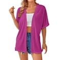 thumbnail image 4 of HCYSFG Womens Side Slit Cardigan Open Front Short Sleeve With Pockets Lightweight Duster Loose Fit Casual Summer Travel Layering Cover Up, 4 of 6