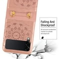 thumbnail image 3 of Dteck Case For Samsung Galaxy Z Flip 3 5G Shockproof Embossed Mandala Pattern Women's Wallet Case with Card Holder Detachable Shoulder Strap, Rosegold, 3 of 5