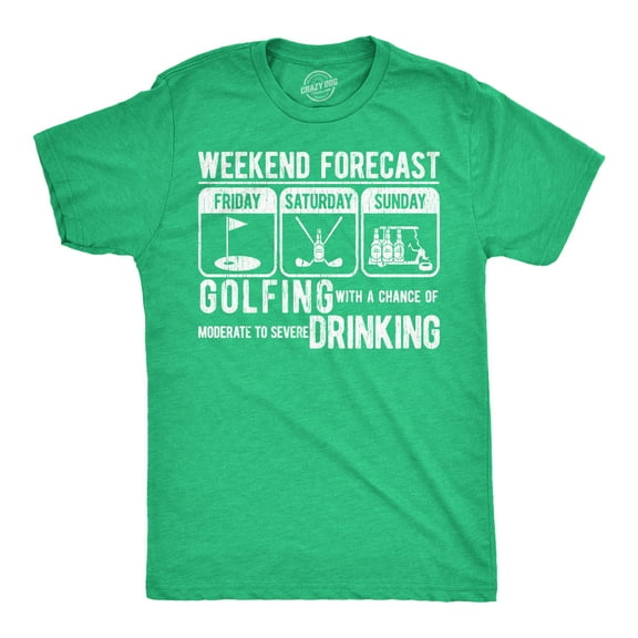 Mens Funny T Shirts Weekend Forecast Golfing With A Chance Of Moderate to Sevre Drinking Novelty Tee for Men Graphic Tees