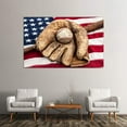 thumbnail image 5 of HFDF Baseball Sports Decor USA US American Flag Rustic Wall Art Canvas Retro Prts Home Decals Pictures for Bedroom Livg Room Modern Poster Patg Artwork Ready to Hang 14x11inch Framed, 5 of 6