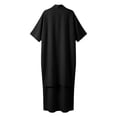 thumbnail image 5 of Mifsaly 3 Piece Travel Outfits for Women Casual Summer Vacation Linen Matching Outfits 3/4 Sleeve Cardigan with Cami Top and Side Slit High Waisted Maxi Skirts with Pockets Black,L, 5 of 9