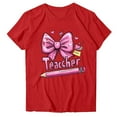 thumbnail image 4 of Xuyuer Women Graphic Print Round Neck Short Sleeve T-Shirt, Summer T-Shirt For School Season, 4 of 5