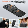 thumbnail image 3 of for iPhone 16e Magnetic Case with Invisible Ring Kickstand Phone Case, [Compatible with Mag-Safe] [Secure Ring Great Grip Feeling] Rugged Shockproof Cover for iPhone 16e, Black, 3 of 5