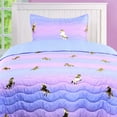 thumbnail image 2 of Tadpoles 2-Piece Girls Unicorn Quilt Set | 1 Twin Bed Size Quilt & 1 Standard Sham | Made of 100% Micro-denier Polyester Fiber | Soft, Smooth & Durable | Ideal for Teens | Metallic Gold Unicorns, 2 of 4